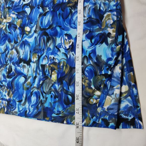 Vtg Byer Too! 90s Abstract Blue Floral Slip Dress Large Y2K Artsy Fairy Grunge - Picture 12 of 13